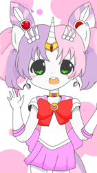 Size: 896x1584 | Tagged: safe, artist:chametzkiwi, sweetie belle, anthro, chibi, clothes, cosplay, costume, human facial structure, sailor chibi moon, solo