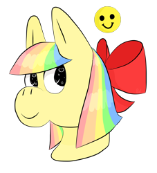 Size: 2900x3200 | Tagged: safe, artist:php29, derpibooru exclusive, oc, oc only, oc:smile bright, pony, bow, bust, hair bow, pony town, simple background, smiley face, solo, transparent background