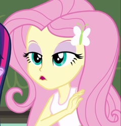 Size: 590x616 | Tagged: safe, screencap, fluttershy, twilight sparkle, equestria girls, equestria girls (movie), chalkboard, cropped, faic, female, lidded eyes, solo focus