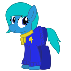 Size: 1200x1200 | Tagged: safe, artist:toyminator900, oc, oc only, oc:nina dasher, earth pony, pony, 2018 community collab, clothes, derpibooru community collaboration, pants, scarf, simple background, solo, sweater, transparent background