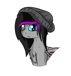 Size: 316x337 | Tagged: safe, artist:scarrly, oc, oc only, oc:scarrly, bat pony, pony, beanie, emo, hat, simple background, solo, transparent background