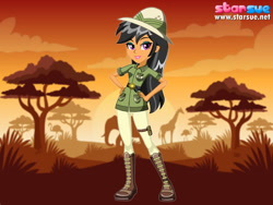 Size: 800x600 | Tagged: safe, artist:user15432, chestnut magnifico, daring do, equestria girls, movie magic, spoiler:eqg specials, clothes, dressup, explorer outfit, hasbro, hasbro studios, hat, starsue