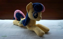 Size: 2048x1281 | Tagged: safe, artist:egalgay, bon bon, sweetie drops, earth pony, pony, irl, photo, plushie, prone, solo