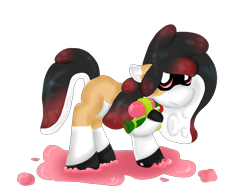 Size: 4000x3000 | Tagged: safe, artist:euspuche, oc, oc only, oc:liliya krasnyy, earth pony, pony, female, ink, looking at you, scared, simple background, splatoon, transparent background, vector, weapon