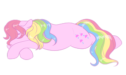 Size: 1024x611 | Tagged: safe, artist:evereveron, parasol (g1), pony, g1, prone, sleeping, solo