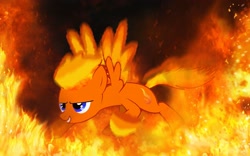 Size: 2048x1280 | Tagged: safe, artist:fire flash, oc, oc only, oc:fire flash, fighting stance, fire pony, fireball, on fire, paint.net, solo