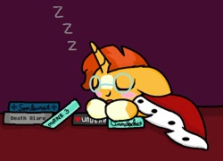 Size: 632x455 | Tagged: safe, artist:thefanficfanpony, sunburst, cape, chibi, clothes, cute, mother 3, sleepy, solo, zzz