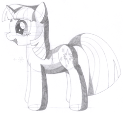 Size: 1465x1338 | Tagged: safe, artist:aafh, twilight sparkle, unicorn, monochrome, solo, traditional art