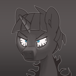 Size: 1280x1280 | Tagged: safe, artist:pabbley, stygian, pony, shadow play, 30 minute art challenge, partial color, solo