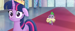 Size: 2048x858 | Tagged: safe, screencap, spike, twilight sparkle, twilight sparkle (alicorn), alicorn, dragon, pony, my little pony: the movie