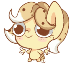Size: 550x500 | Tagged: safe, artist:peachesandcreamated, oc, oc only, oc:chocolate chip, food pony, original species, animated, chibi, female, floating wings, food, gif, mare, pictogram, simple background, solo, transparent background