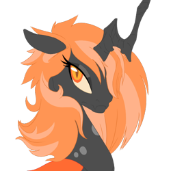 Size: 550x550 | Tagged: safe, artist:snytchell, oc, oc only, oc:aurora void, changeling, bust, changeling oc, female, looking at you, simple background, solo, transparent background