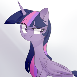 Size: 3000x3000 | Tagged: safe, artist:mp-printer, twilight sparkle, twilight sparkle (alicorn), alicorn, pony, cute, eye clipping through hair, eyebrows visible through hair, female, mare, simple background, smiling, solo, twiabetes