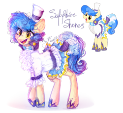 Size: 1318x1213 | Tagged: safe, artist:flinrich, sapphire shores, earth pony, pony, clothes, female, hat, mare, open mouth, shoes, simple background, solo, transparent background