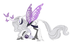 Size: 1600x990 | Tagged: safe, artist:hexfloog, oc, oc only, oc:thyme, pony, unicorn, curved horn, eyes closed, eyeshadow, female, mare, simple background, solo, transparent background, unshorn fetlocks