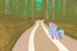 Size: 800x532 | Tagged: safe, derpibooru exclusive, flitter, pegasus, pony, female, flying, forest, mare, plot, scenery, solo, trail