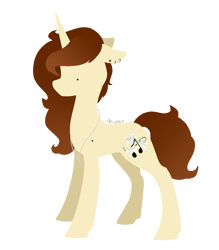 Size: 1052x1200 | Tagged: safe, artist:person8149, oc, oc only, oc:lilysong, pony, unicorn, ear piercing, earring, female, floppy ears, hooves, horn, jewelry, lineless, mare, minimalist, modern art, piercing, simple background, solo, transparent background