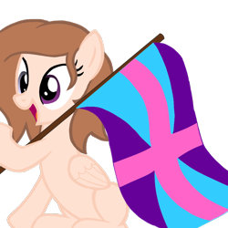 Size: 1000x1000 | Tagged: safe, artist:toyminator900, oc, oc only, oc:milo, pegasus, pony, blank flank, female, flag, heterochromia, mare, simple background, solo, transparent background