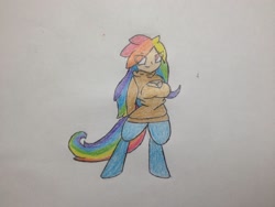 Size: 1024x768 | Tagged: safe, artist:vivere-sectam129, oc, oc only, oc:prism, satyr, clothes, keyhole turtleneck, parent:rainbow dash, solo, sweater, traditional art, turtleneck