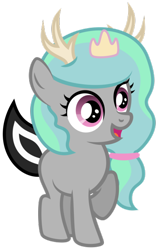 Size: 400x635 | Tagged: safe, artist:lost-our-dreams, oc, oc only, oc:unity, hybrid, cutie mark background, female, interspecies offspring, offspring, parent:discord, parent:princess celestia, parents:dislestia, simple background, solo, transparent background