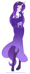 Size: 1346x3252 | Tagged: safe, artist:pyrus-leonidas, oc, oc only, oc:amethyst, anthro, plantigrade anthro, clothes, daughter, dress, female, offspring, parent:rarity, simple background, solo, transparent background