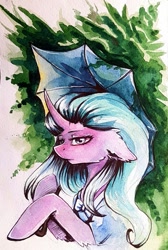 Size: 941x1400 | Tagged: safe, artist:bezludie, mistmane, pony, unicorn, clothes, solo, traditional art