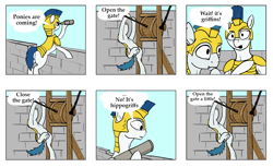 Size: 2143x1308 | Tagged: safe, artist:quvr, pony, comic, meme, movie, open the gate, royal guard