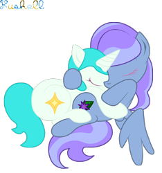 Size: 1588x1700 | Tagged: artist needed, safe, oc, oc only, oc:peppermint crunch, oc:star dust, pegasus, pony, unicorn, duo, simple background, snuggling, transparent background, vector