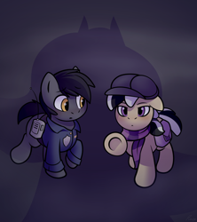 Size: 1024x1152 | Tagged: safe, artist:whitepone, oc, oc only, oc:hard boiled, oc:sweet shine, clothes, costume, fanfic, fanfic art, implied nightmare moon, nightmare night, shadow, starlight over detrot