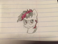 Size: 3264x2448 | Tagged: safe, artist:bu00, oc, oc only, oc:blackjack, pony, unicorn, fallout equestria, lined paper, traditional art