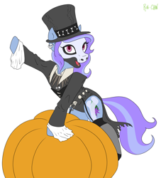 Size: 1000x1100 | Tagged: safe, artist:rinikka, oc, oc only, oc:peppermint crunch, clothes, costume, halloween, holiday, makeup, pumpkin, voodoo