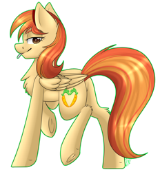 Size: 1024x1103 | Tagged: safe, artist:whitehershey, oc, oc only, oc:carrot spring, pony, chest fluff, simple background, solo, tongue out, transparent background