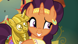 Size: 1366x768 | Tagged: safe, edit, edited screencap, screencap, saffron masala, pony, spice up your life, exploitable meme, meme, scepter, twilight scepter, twilight scepter meme