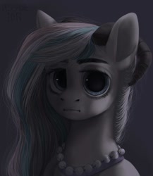 Size: 1000x1150 | Tagged: safe, artist:pessadie, oc, oc only, pony, bust, female, horns, jewelry, mare, necklace, pearl necklace, portrait, solo