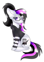 Size: 1024x1441 | Tagged: safe, artist:tomboygirl45, oc, oc only, earth pony, pony, clothes, female, hoodie, mare, simple background, sitting, solo, transparent background