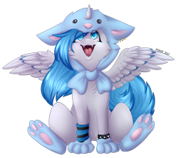 Size: 1510x1345 | Tagged: safe, artist:monogy, oc, oc only, alicorn, pony, alicorn oc, clothes, commission, costume, fangs, female, mare, open mouth, simple background, smiling, solo, transparent background