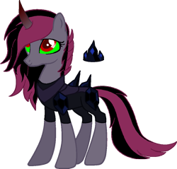 Size: 935x892 | Tagged: safe, artist:overlord pony, oc, oc only, oc:ravana, unicorn, armor, base used, commission, crystal, parent:king sombra, simple background, solo, transparent background