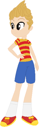 Size: 155x502 | Tagged: safe, artist:selenaede, artist:user15432, human, equestria girls, barely eqg related, base used, clothes, crossover, earthbound, equestria girls style, equestria girls-ified, hasbro, hasbro studios, lucas, mother (game), mother 3, nintendo, shirt, shoes, shorts, sneakers, super smash bros.