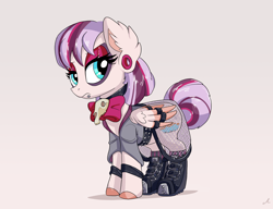 Size: 2600x2000 | Tagged: safe, artist:docwario, oc, oc only, oc:cutie pie, pegasus, pony, clothes, ear piercing, eyeliner, eyeshadow, female, fishnet stockings, goth, makeup, mare, piercing, simple background, solo