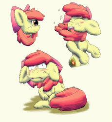 Size: 6171x6704 | Tagged: safe, artist:firefanatic, apple bloom, pony, absurd resolution, adorabloom, alternate cutie mark, blushing, cute, embarrassed, floppy ears, fluffy, impossibly large ears, sparkles