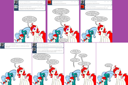 Size: 2412x1604 | Tagged: safe, artist:dekomaru, oc, oc only, oc:astra, oc:hazel lulamoon, oc:mars, alicorn, pony, unicorn, ask, colt, female, male, mare, sad, tumblr, tumblr:ask twixie