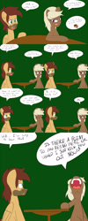 Size: 1600x4000 | Tagged: safe, artist:jake heritagu, oc, oc only, oc:high rise, oc:sandy hooves, pony, comic:ask motherly scootaloo, comic, stubble, table