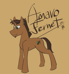 Size: 1871x2000 | Tagged: safe, artist:thedarksideofthefandom, oc, oc only, oc:amaro fernet, pony, unicorn, simple background, solo