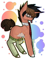 Size: 405x527 | Tagged: safe, artist:chookkyttahh, oc, oc only, pony, :p, abstract background, clothes, fusion, necktie, socks, solo, tongue out