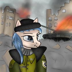 Size: 5000x5000 | Tagged: safe, artist:lakunae, oc, oc only, semi-anthro, 1995, absurd resolution, chechnya, formidable, military, russian, t-80, tank (vehicle), war
