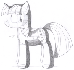 Size: 1354x1284 | Tagged: safe, artist:aafh, twilight sparkle, unicorn, monochrome, solo, traditional art