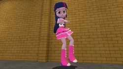 Size: 1280x720 | Tagged: safe, artist:horsesplease, twilight sparkle, equestria girls, 3d, crossed arms, fall formal outfits, lidded eyes, smiling, smirk, solo