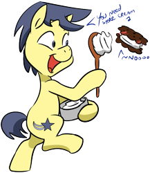 Size: 549x633 | Tagged: artist needed, safe, comet tail, background pony, cookie, cookies and cream, cream, food, spoon