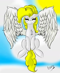 Size: 1500x1836 | Tagged: safe, artist:monsoonvisionz, surprise, pony, eyes closed, solo, spread wings, wings