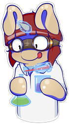 Size: 541x967 | Tagged: safe, artist:lucky-jacky, oc, oc only, oc:silk touch, clothes, female, goggles, lab coat, science, solo